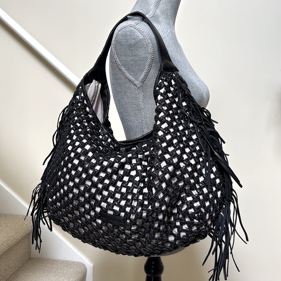 New without tag. Stylish Marta Ponti Black and Cream Women's fringed leather Bag - Picture 10 of 16